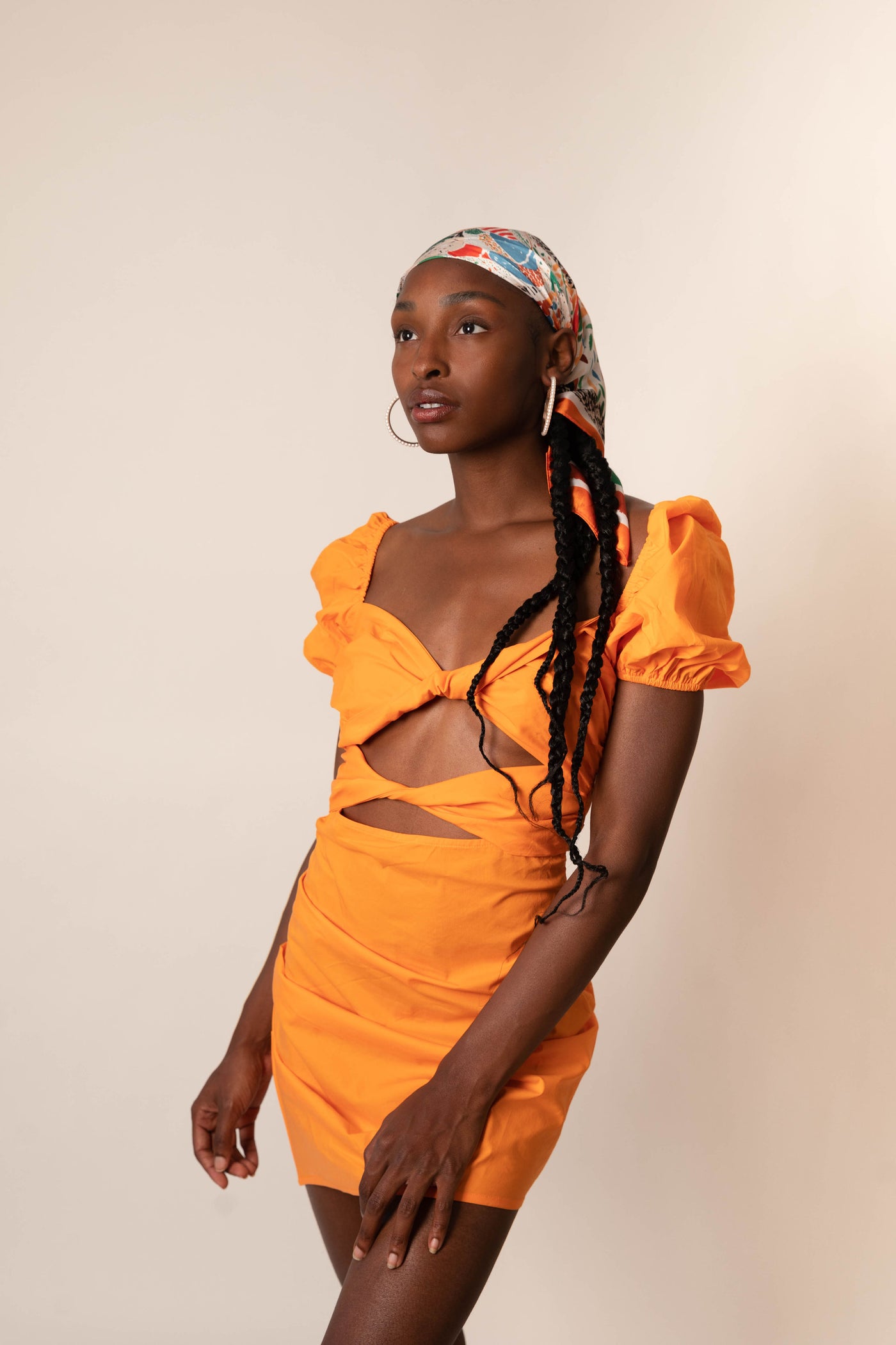 All My Tomorrows Tangerine Puff Sleeve Mini Dress