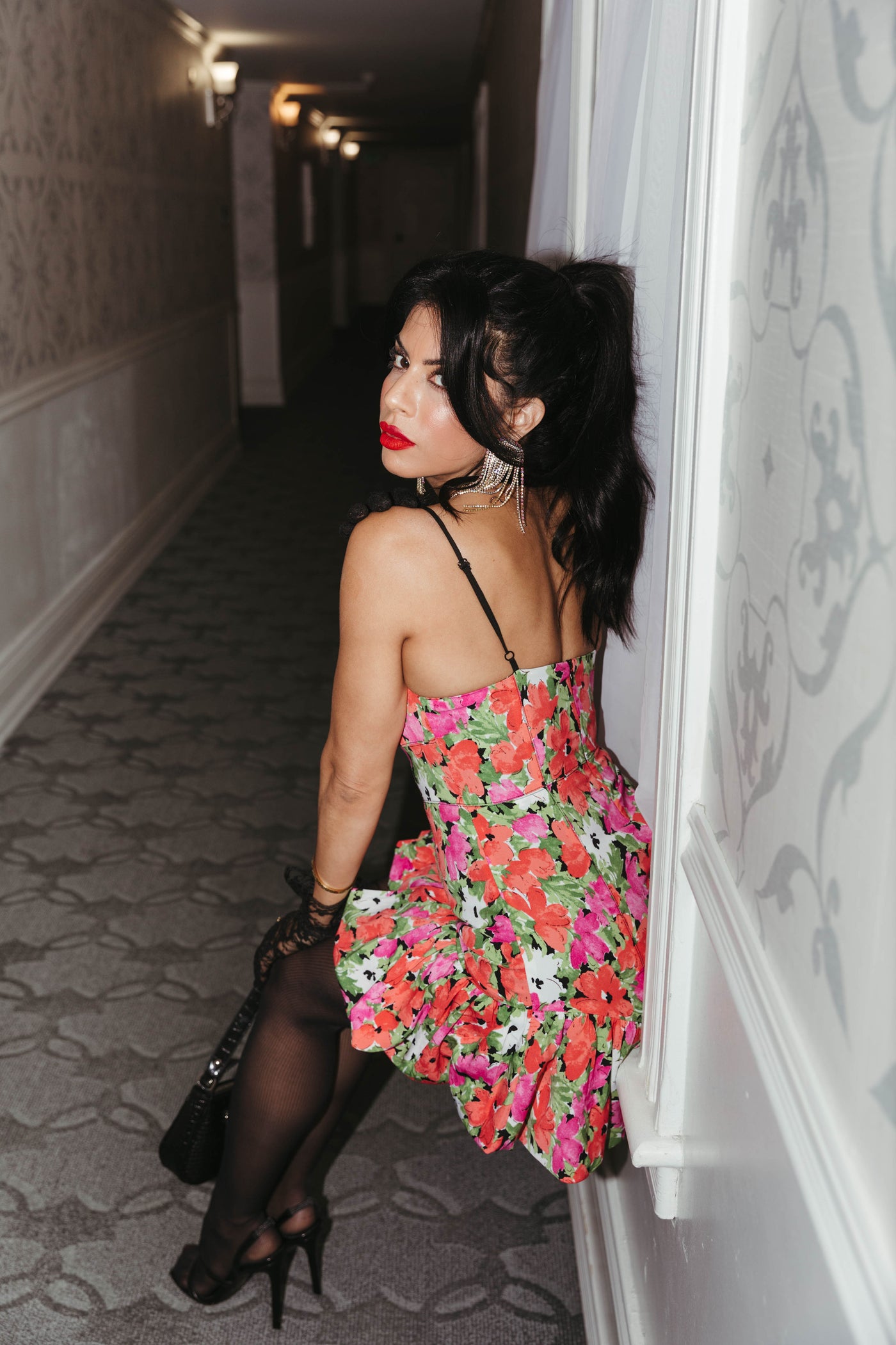 Never Lonely Red Floral Mini Dress