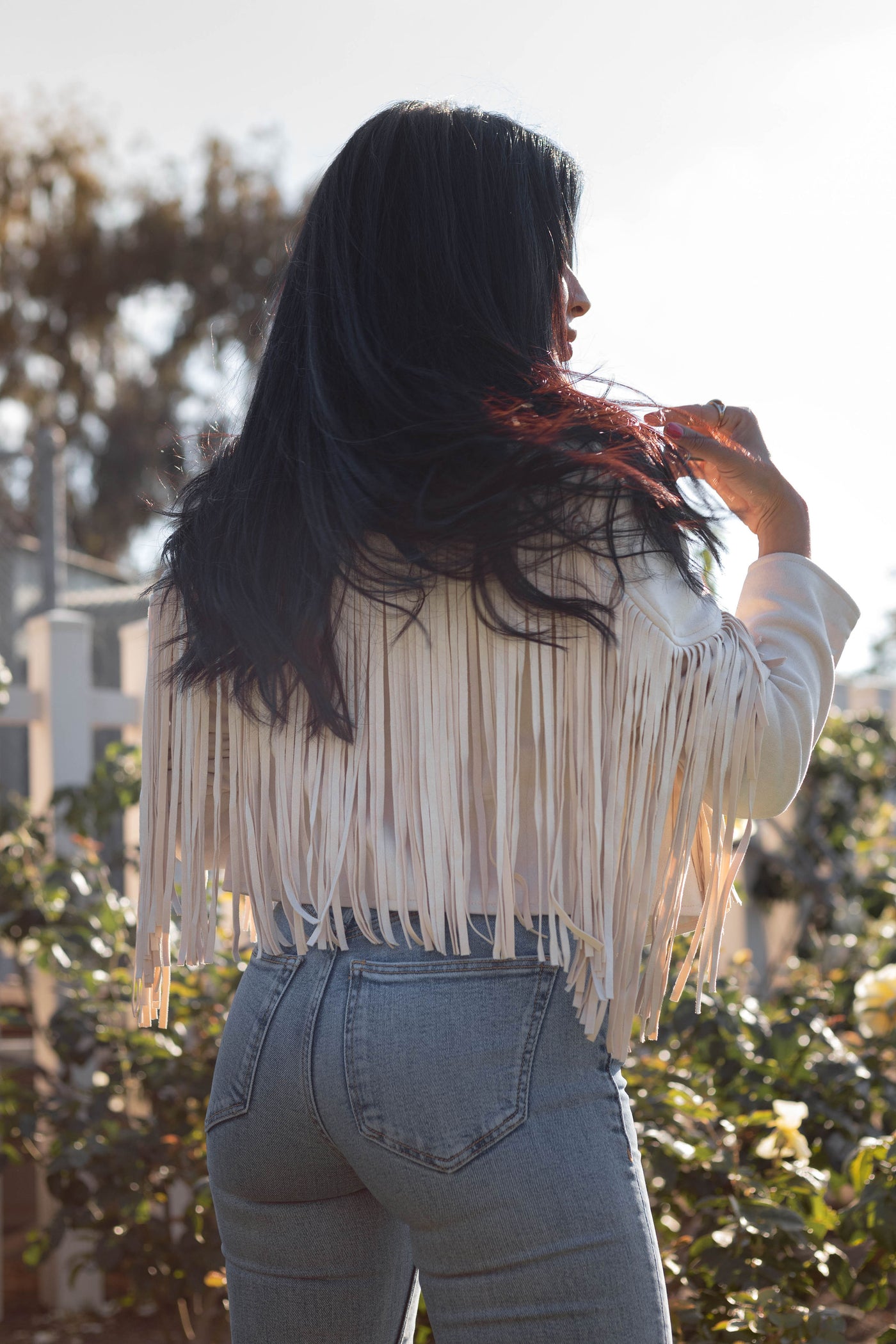 Down for it Fringe Jacket in Creme